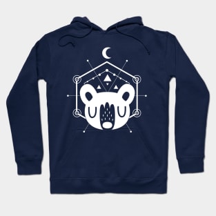 Moon Bear Geometric Design in White Hoodie